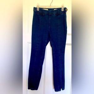 ANTHROPOLOGIE Dark denim, high rise, side-zip, front split, skinny, Pilcro jeans